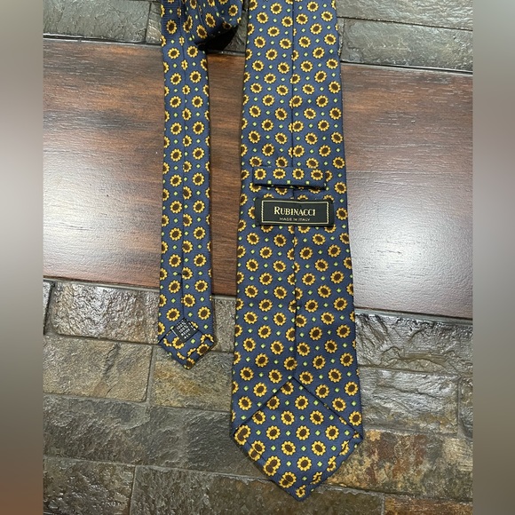 Rubinacci Navy Floral Silk Tie - Picture 4 of 7